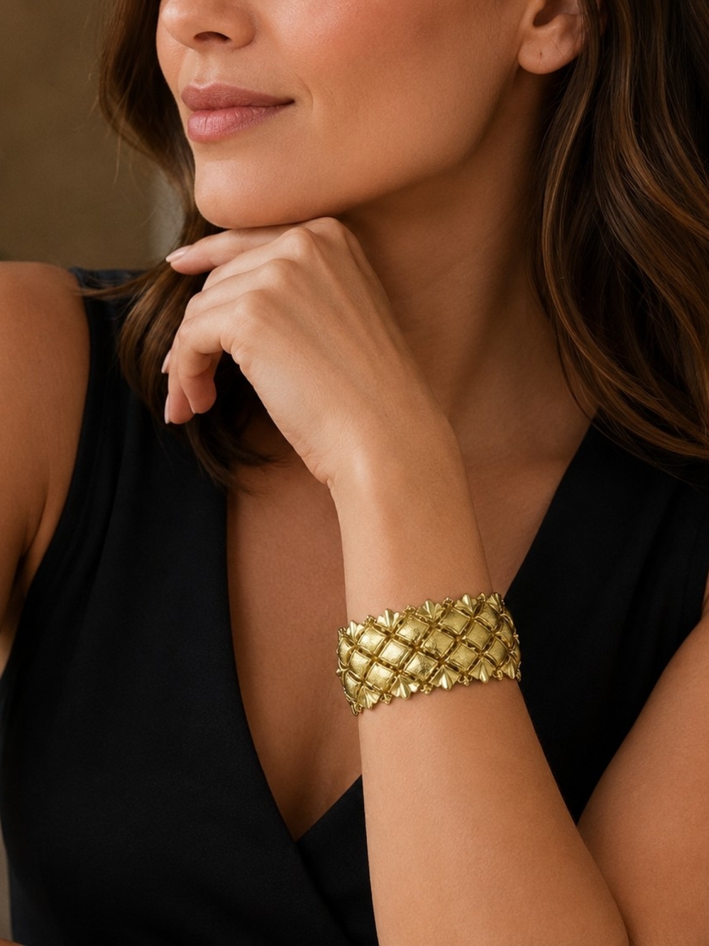 Coro Elegant Gold Tone Woven Cuff Bracelet